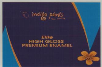 INDIGO PAINTS ELITE HIGH GLOSS PREMIUM ENAMEL (and logo) trademark logo