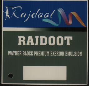 RAJDOOT WATHER BLOCK PREMIUM EXTERIOR EMULSION (and logo) trademark logo