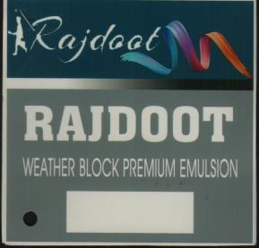 RAJDOOT WEATHER BLOCK PREMIUM EMULSION (and logo) trademark logo
