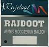 RAJDOOT WEATHER BLOCK PREMIUM EMULSION (and logo) trademark logo