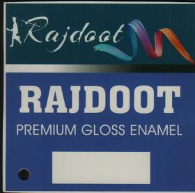 RAJDOOT PREMIUM GLOSS ENAMEL (and logo) trademark logo