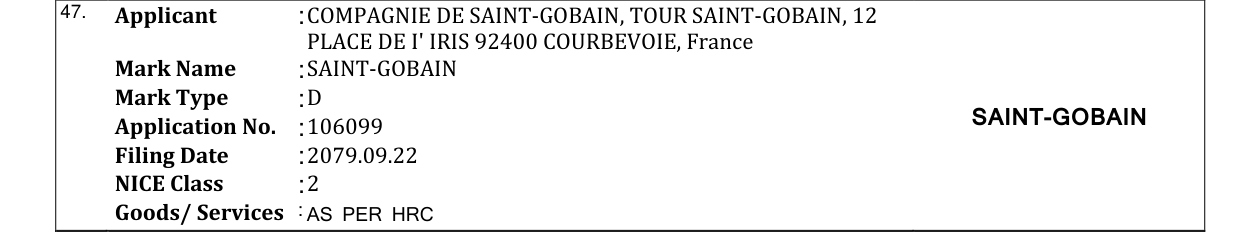 Original bulletin entry for SAINT-GOBAIN