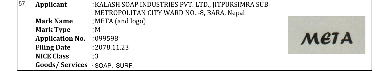 Original bulletin entry for META (and logo)