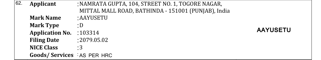 Original bulletin entry for AAYUSETU