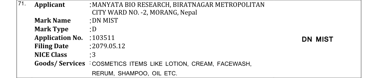 Original bulletin entry for DN MIST