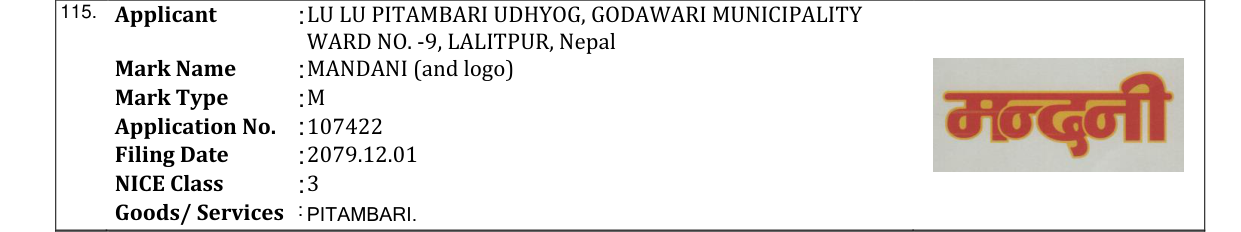 Original bulletin entry for MANDANI (and logo)