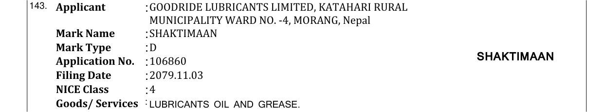 Original bulletin entry for SHAKTIMAAN