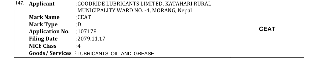 Original bulletin entry for CEAT