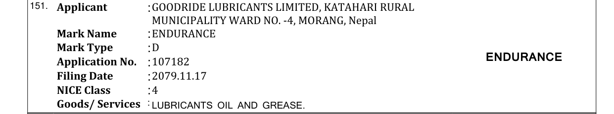 Original bulletin entry for ENDURANCE