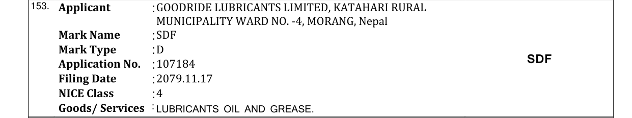 Original bulletin entry for SDF