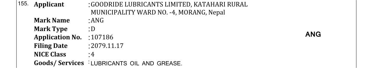 Original bulletin entry for ANG