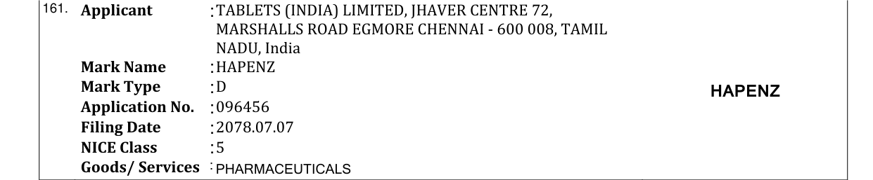 Original bulletin entry for HAPENZ