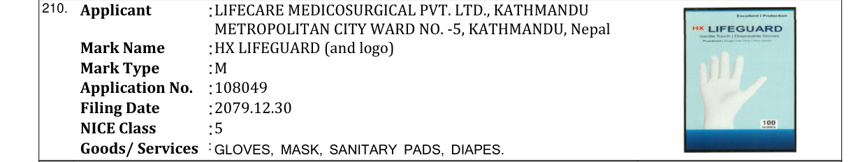 Original bulletin entry for HX LIFEGUARD (and logo)