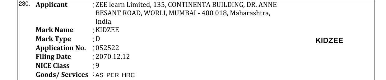 Original bulletin entry for KIDZEE