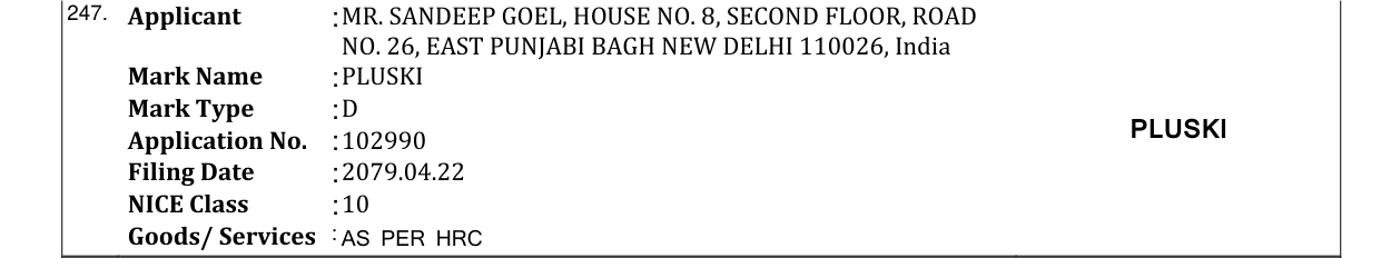 Original bulletin entry for PLUSKI