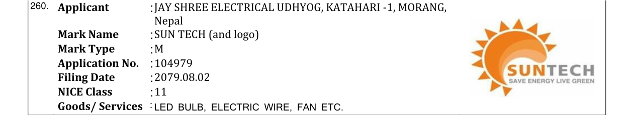 Original bulletin entry for SUN TECH (and logo)