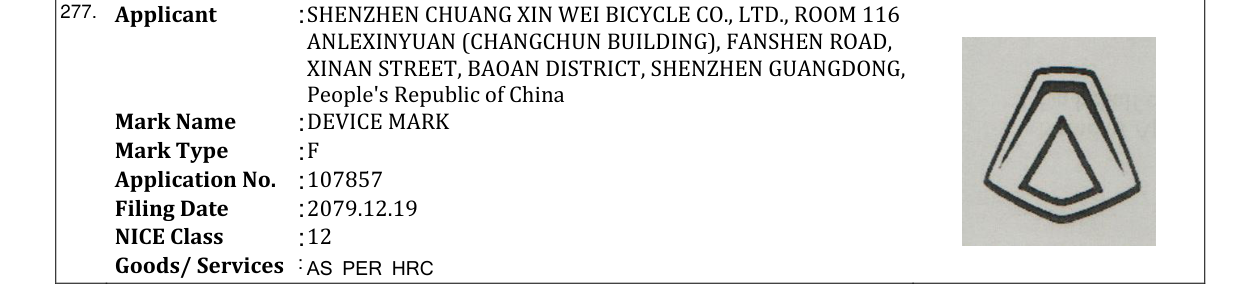Original bulletin entry for DEVICE MARK