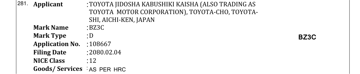 Original bulletin entry for BZ3C