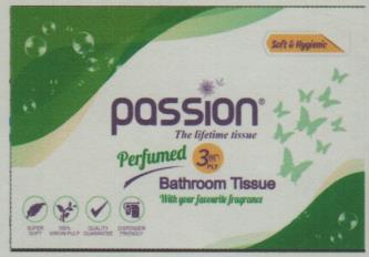 PASSION PERFUMED BATHROOM TISSUE (and logo) trademark logo