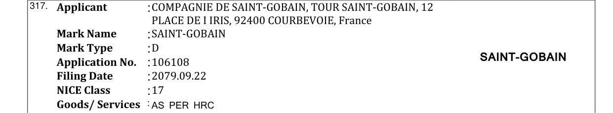 Original bulletin entry for SAINT-GOBAIN