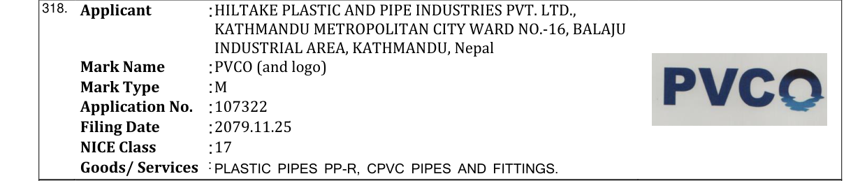 Original bulletin entry for PVCO (and logo)