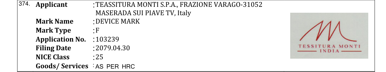 Original bulletin entry for DEVICE MARK
