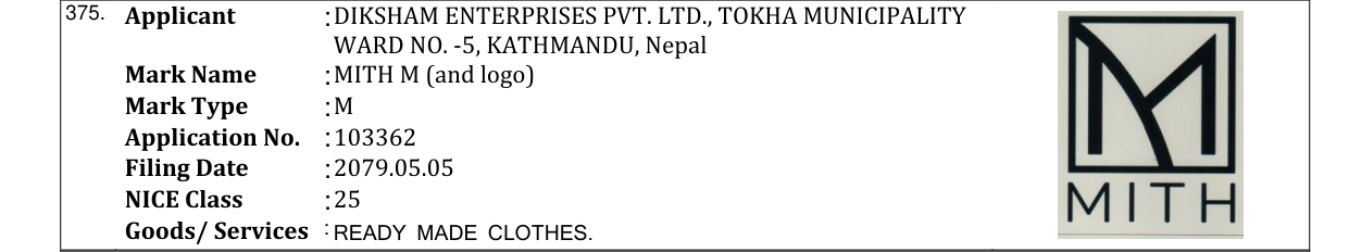 Original bulletin entry for MITH M (and logo)