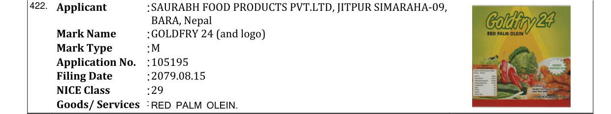 Original bulletin entry for GOLDFRY 24 (and logo)