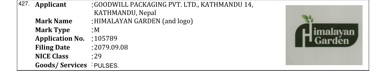 Original bulletin entry for HIMALAYAN GARDEN (and logo)