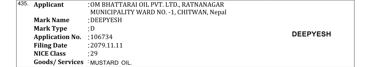 Original bulletin entry for DEEPYESH
