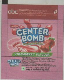 CENTER BOMB STRAWBERRY FLAVOUR (and logo) trademark logo