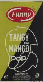 FUNNY TANGY RAW MANGO POP (and logo) trademark logo