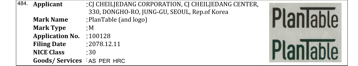 Original bulletin entry for PlanTable (and logo)