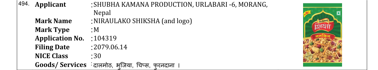 Original bulletin entry for NIRAULAKO SHIKSHA (and logo)
