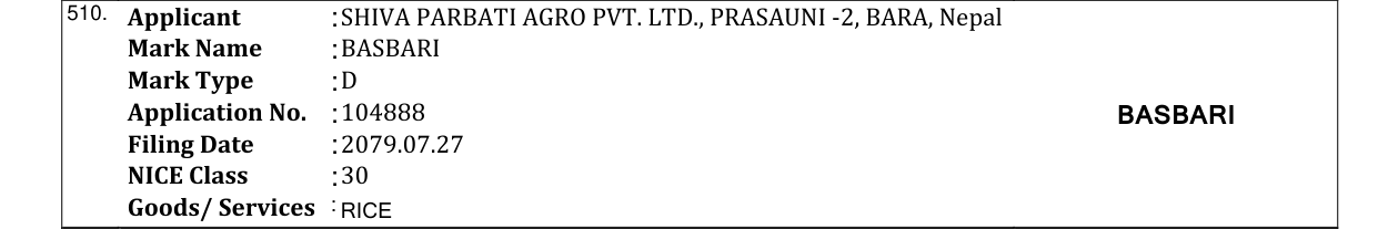 Original bulletin entry for BASBARI