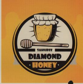 SAHUBEE DIAMOND HONEY (and logo) trademark logo