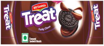 BRITANNIA TREAT FUNKY CHOCO (and logo) trademark logo