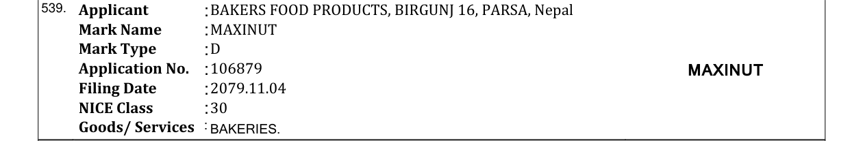 Original bulletin entry for MAXINUT