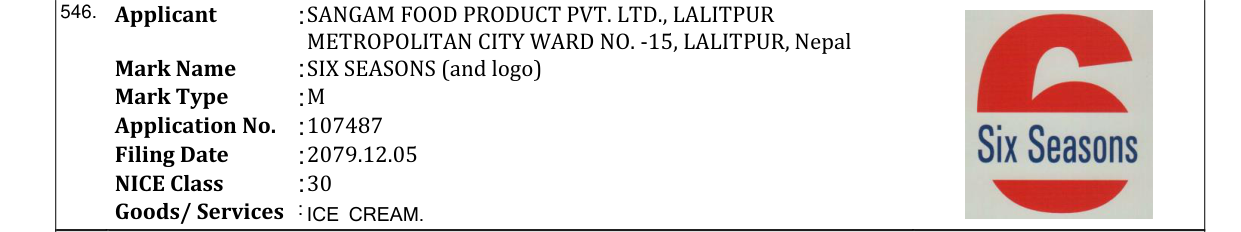 Original bulletin entry for SIX SEASONS (and logo)