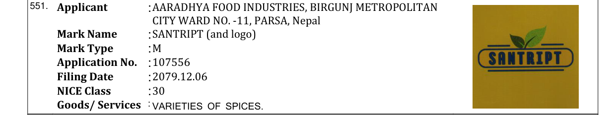 Original bulletin entry for SANTRIPT (and logo)