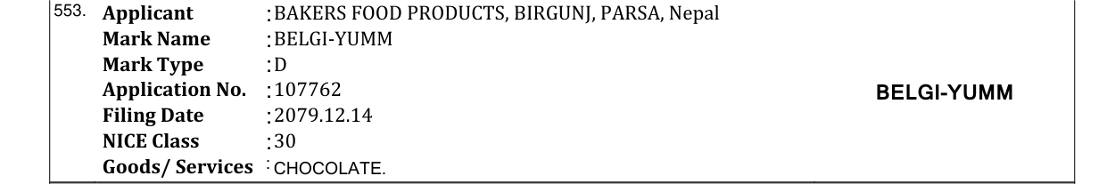 Original bulletin entry for BELGI-YUMM