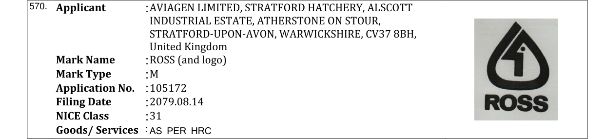 Original bulletin entry for ROSS (and logo)