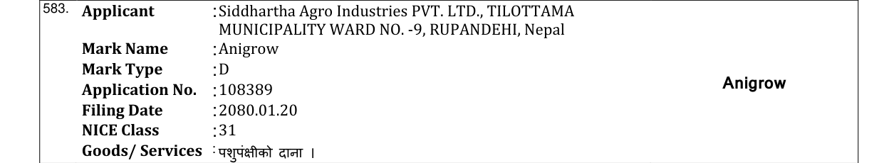Original bulletin entry for Anigrow
