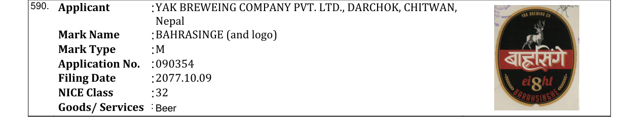 Original bulletin entry for BAHRASINGE (and logo)