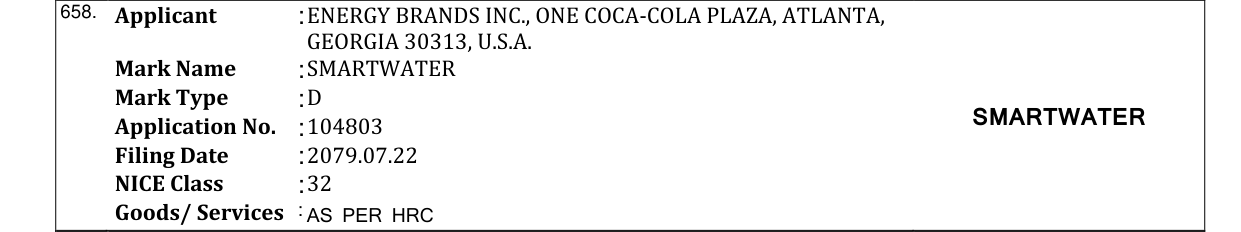 Original bulletin entry for SMARTWATER