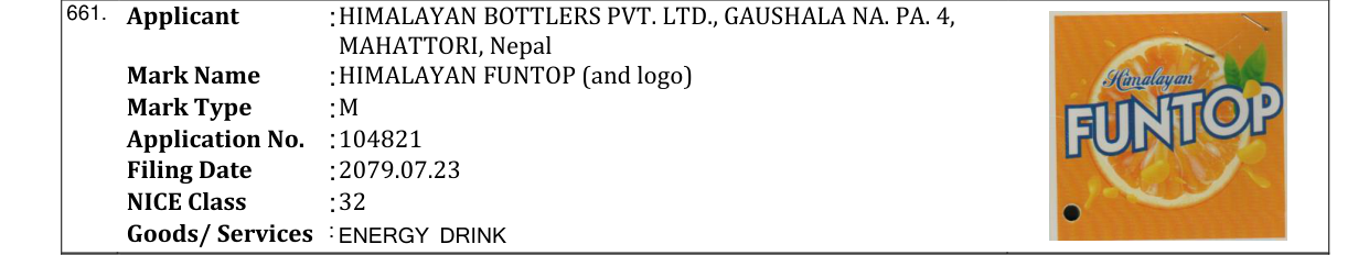 Original bulletin entry for HIMALAYAN FUNTOP (and logo)