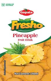 GOPALA FRESHO PINEAPPLE FRUIT DRINK (and logo) trademark logo