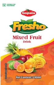 GOPALA FRESHO MIXED FRUIT DRINK (and logo) trademark logo