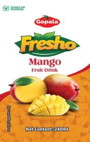GOPALA FRESHO MANGO FRUIT DRINK (and logo) trademark logo