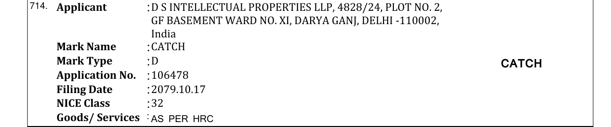 Original bulletin entry for CATCH